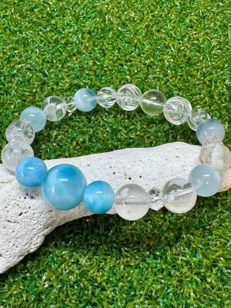 宝石品質　ラリマーデザインブレスレット