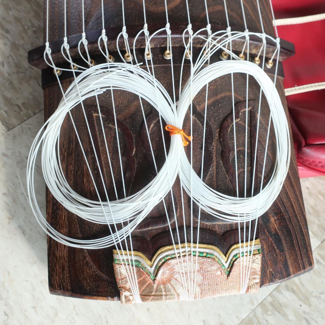 琴 13弦 綾杉彫り くり甲 透かし玉縁包み 全長約185cm 和楽器