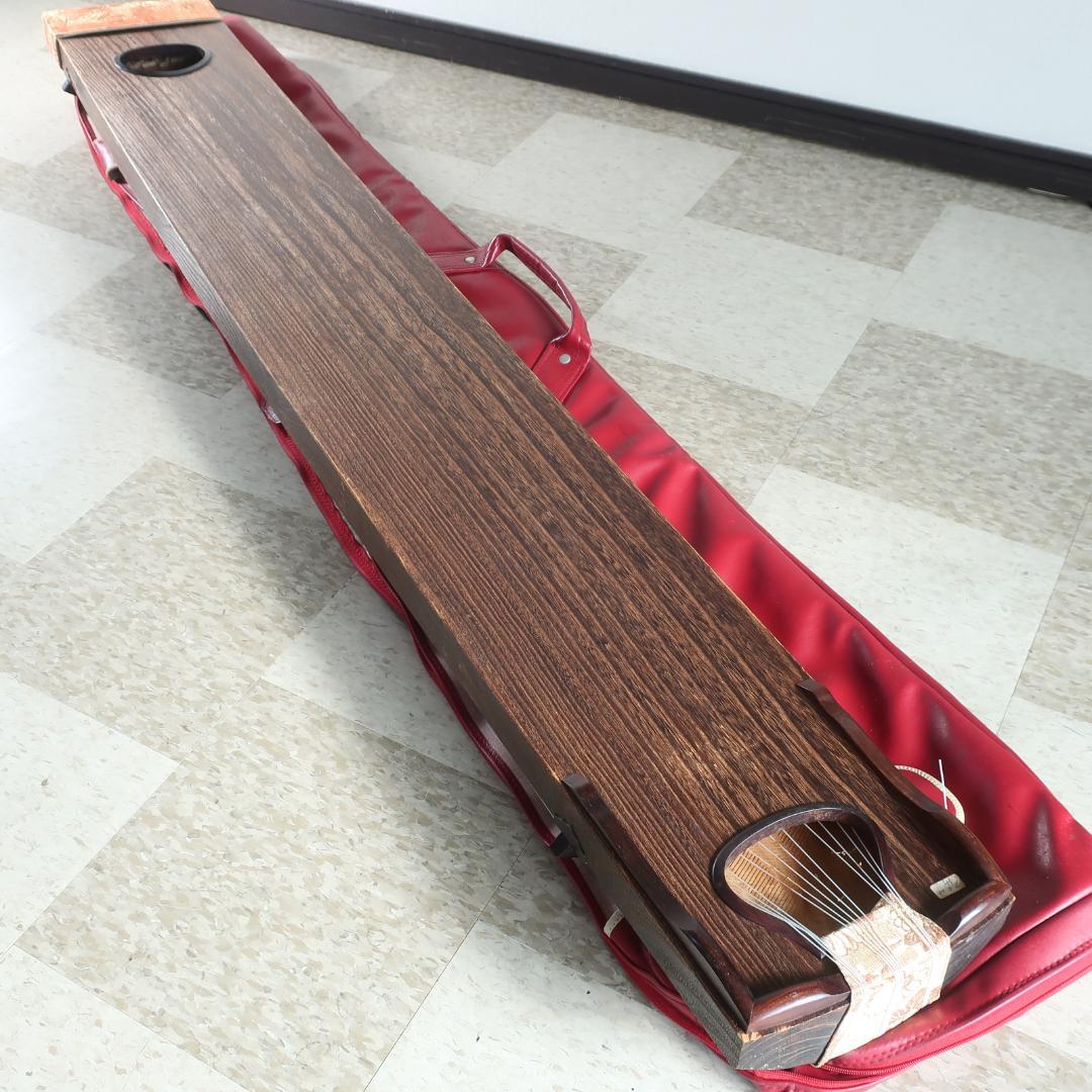 琴 13弦 綾杉彫り くり甲 透かし玉縁包み 全長約185cm 和楽器