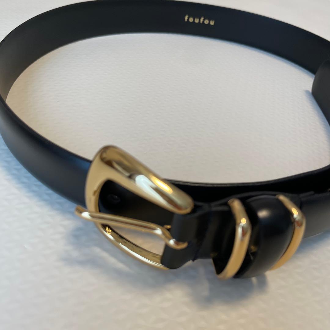 foufou ベルト 黒×ゴールド