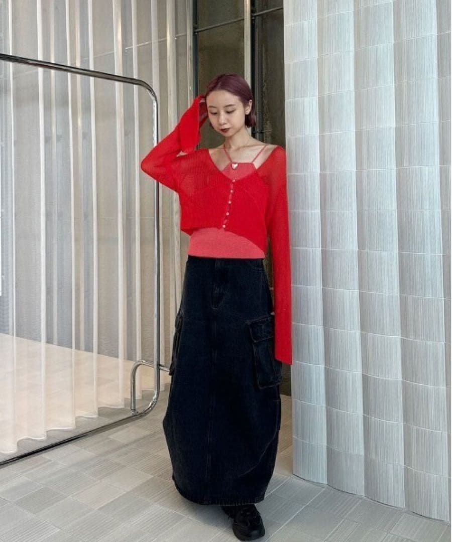 トップス LAYERED KNIT CARDIGAN TOP Ameri Vintage