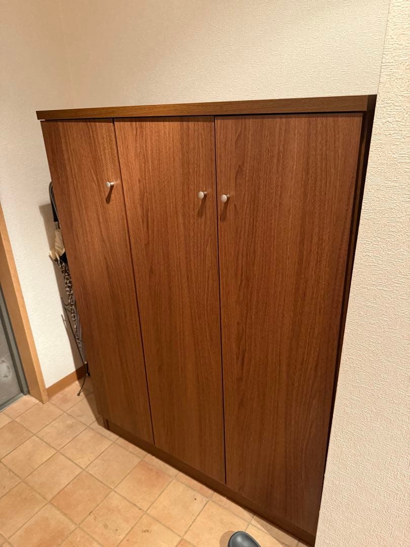 ブラウン シューズラック 5段棚付き