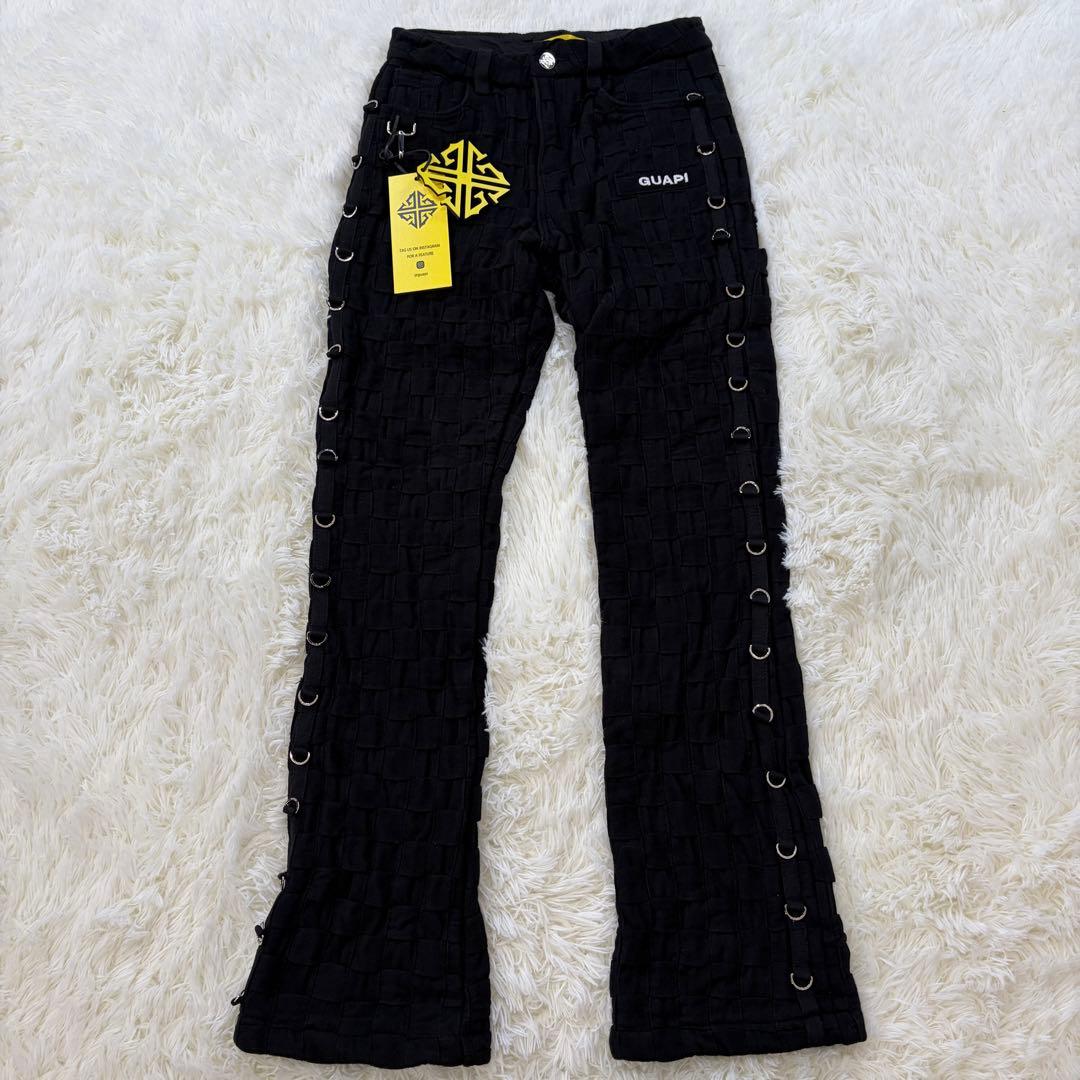 【極美品】GUAPI オプシディアン ブレイデッドパンツ フレア タグ付 30黒