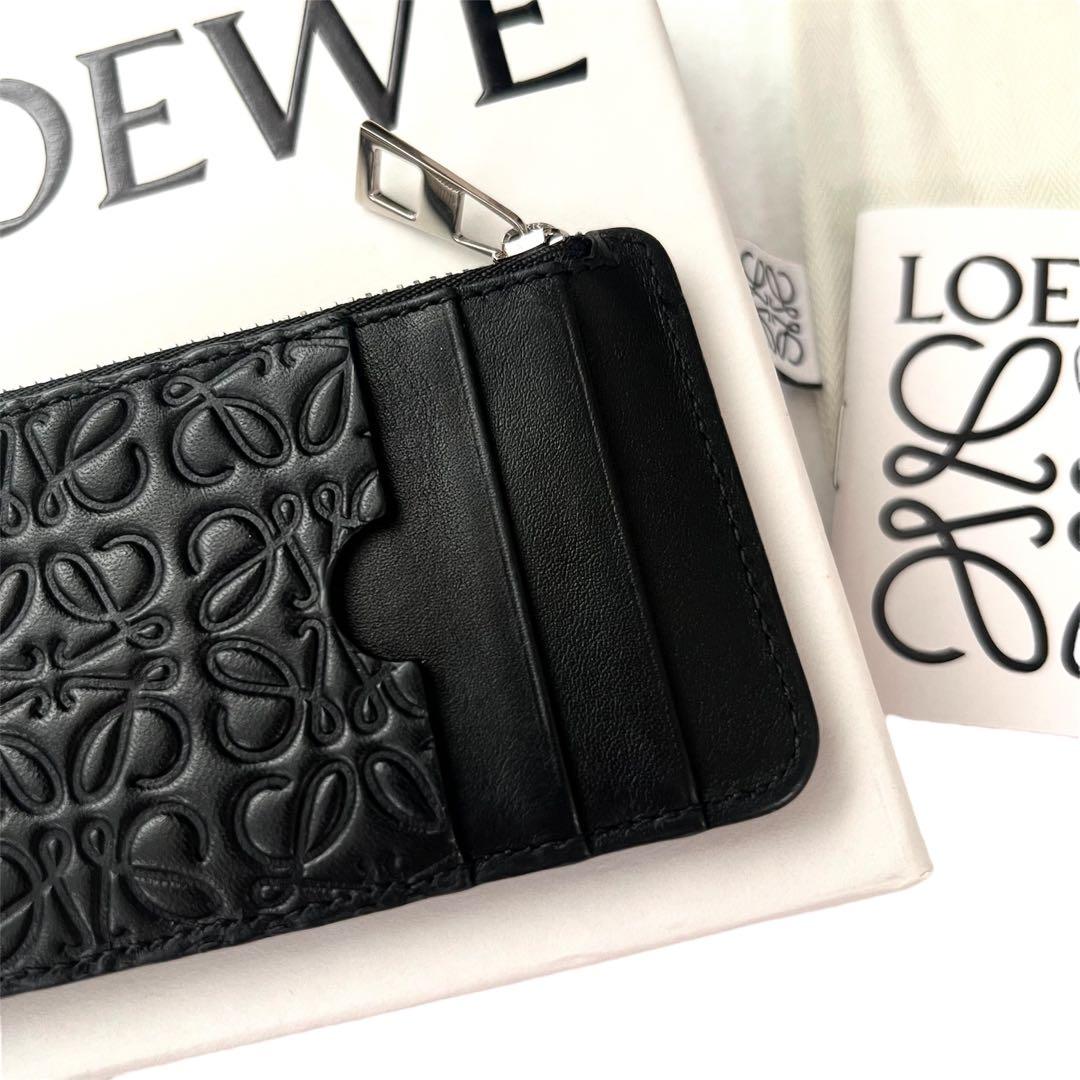 極美✨LOEWE ロエベケースフラグメント　リピートアナグラム黒ミニ財布