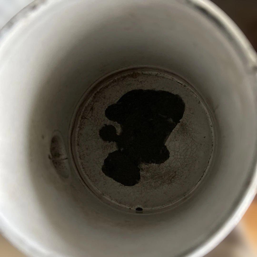 フランスイギリスアンティークホーローポット琺瑯ホウロウ手描き手書きエナメル茶色