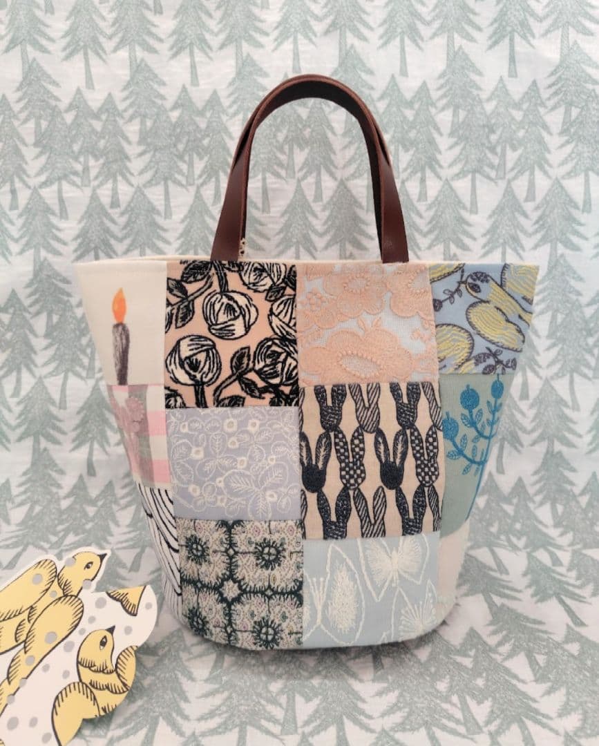 クリスマス出品☆ミナペルホネンforest tile　バケツバック