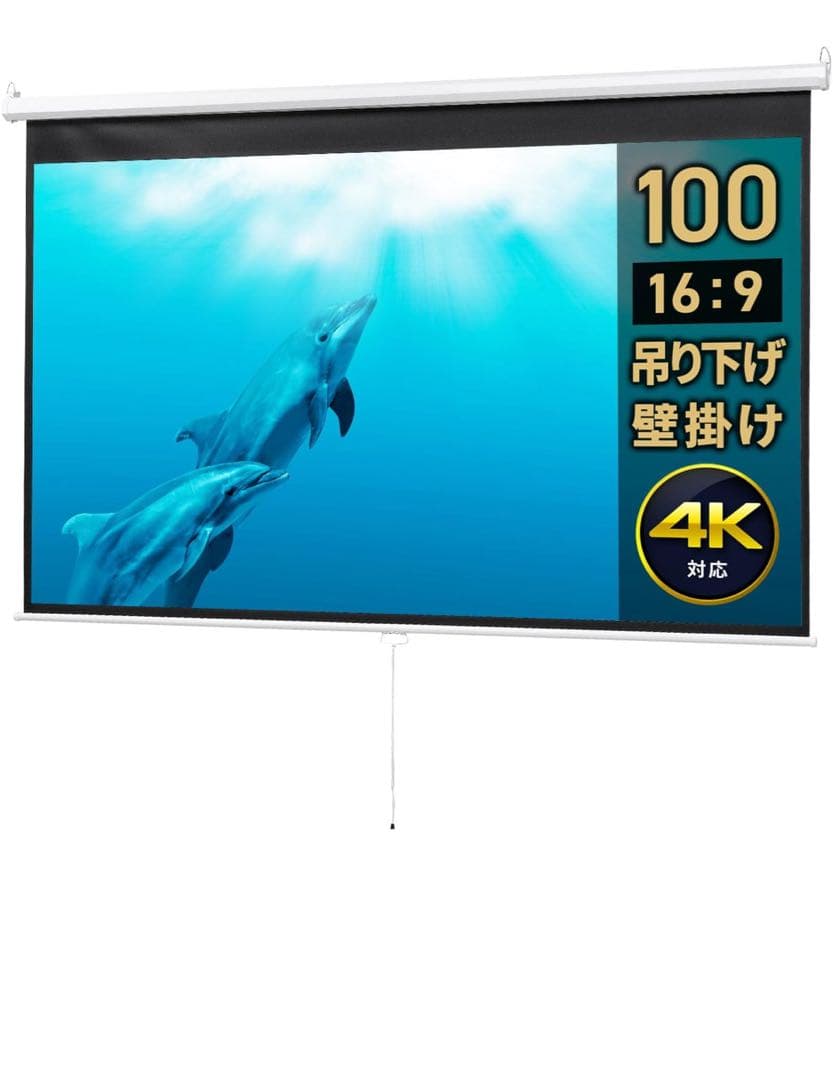 プロジェクタースクリーン 100インチ 16:9 吊り下げロール式