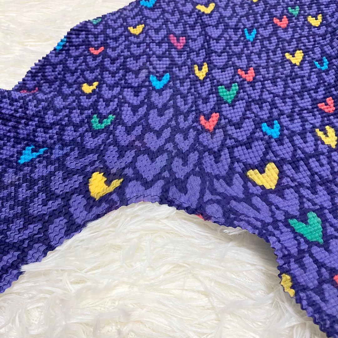 訳アリ美品 希少柄 ミーイッセイミヤケ 長袖カットソー ハイネック ハート柄