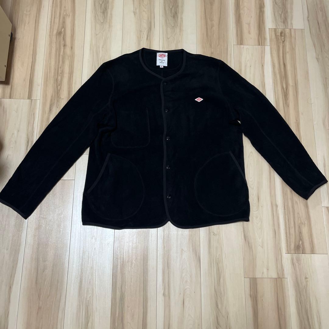 DANTON フリースノーカラージャケット　サイズ44 ブラック