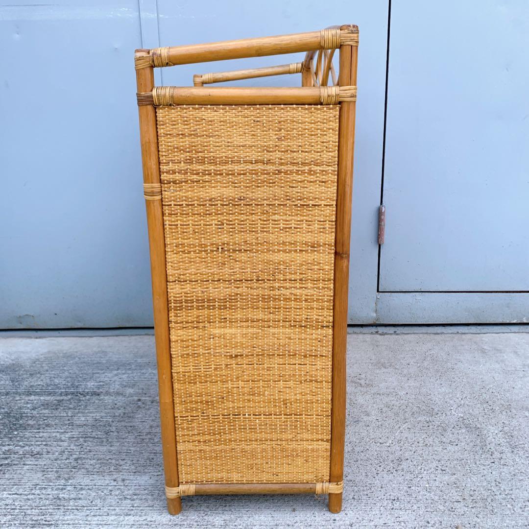 【送料込】ビンテージ バンブーラタンチェスト 籐家具 5段 引出し6杯 収納家具