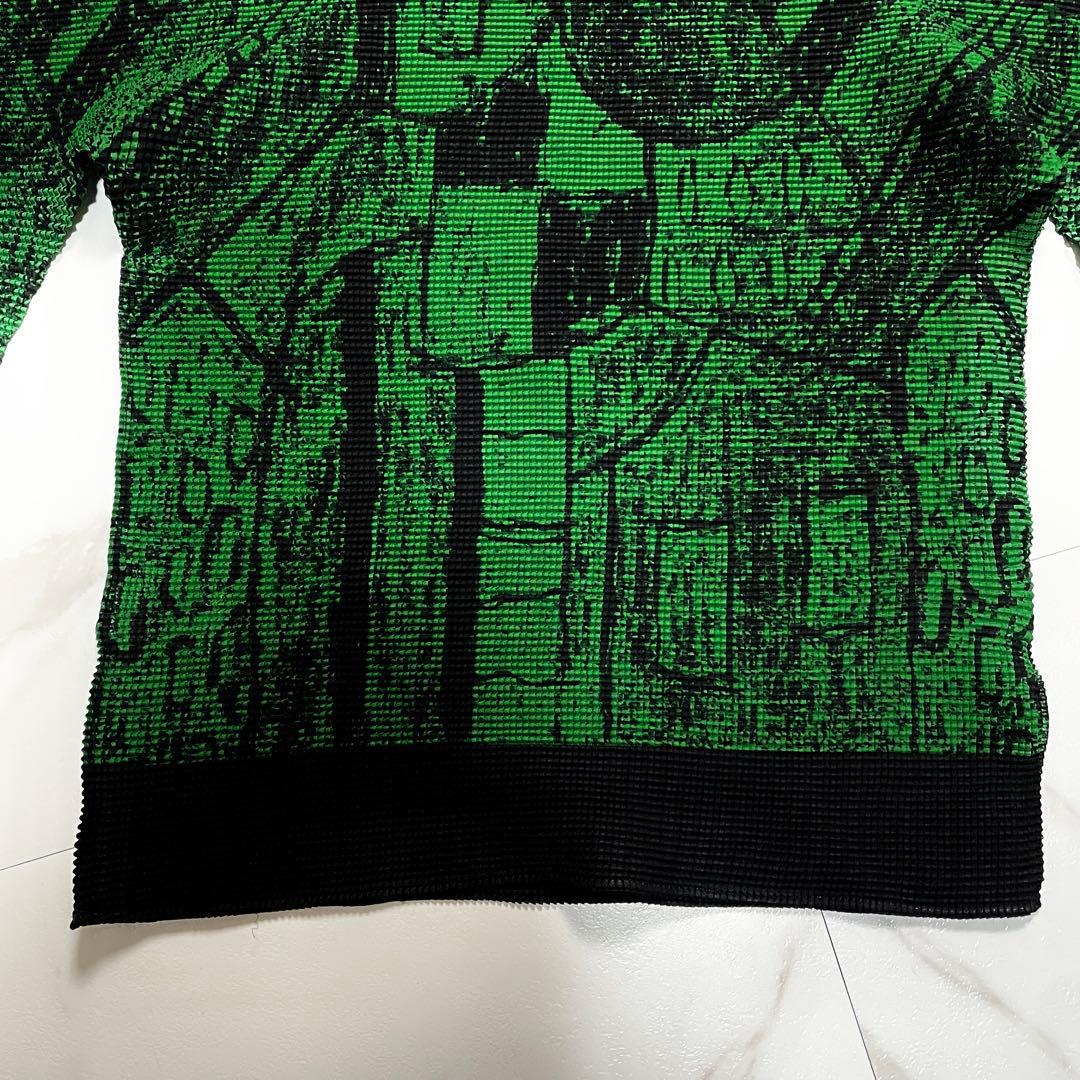 me ISSEY MIYAKE ハイネックカットソー 総柄 ワッフルプリーツ