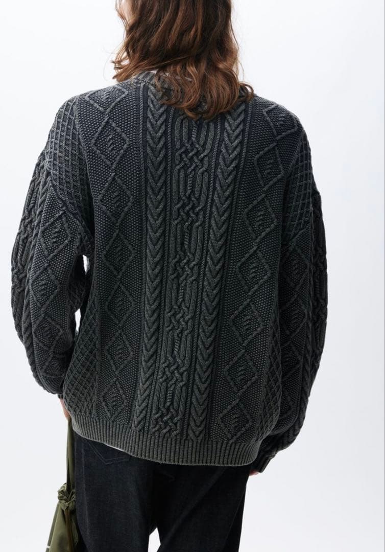 NEIGHBORHOOD CREWNECK CABLE SWEATERブルーM