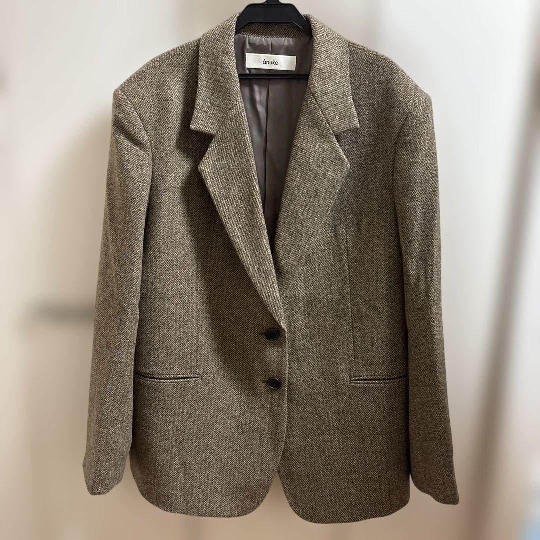 Anuke Herringbone Wool Jacket ベージュ36