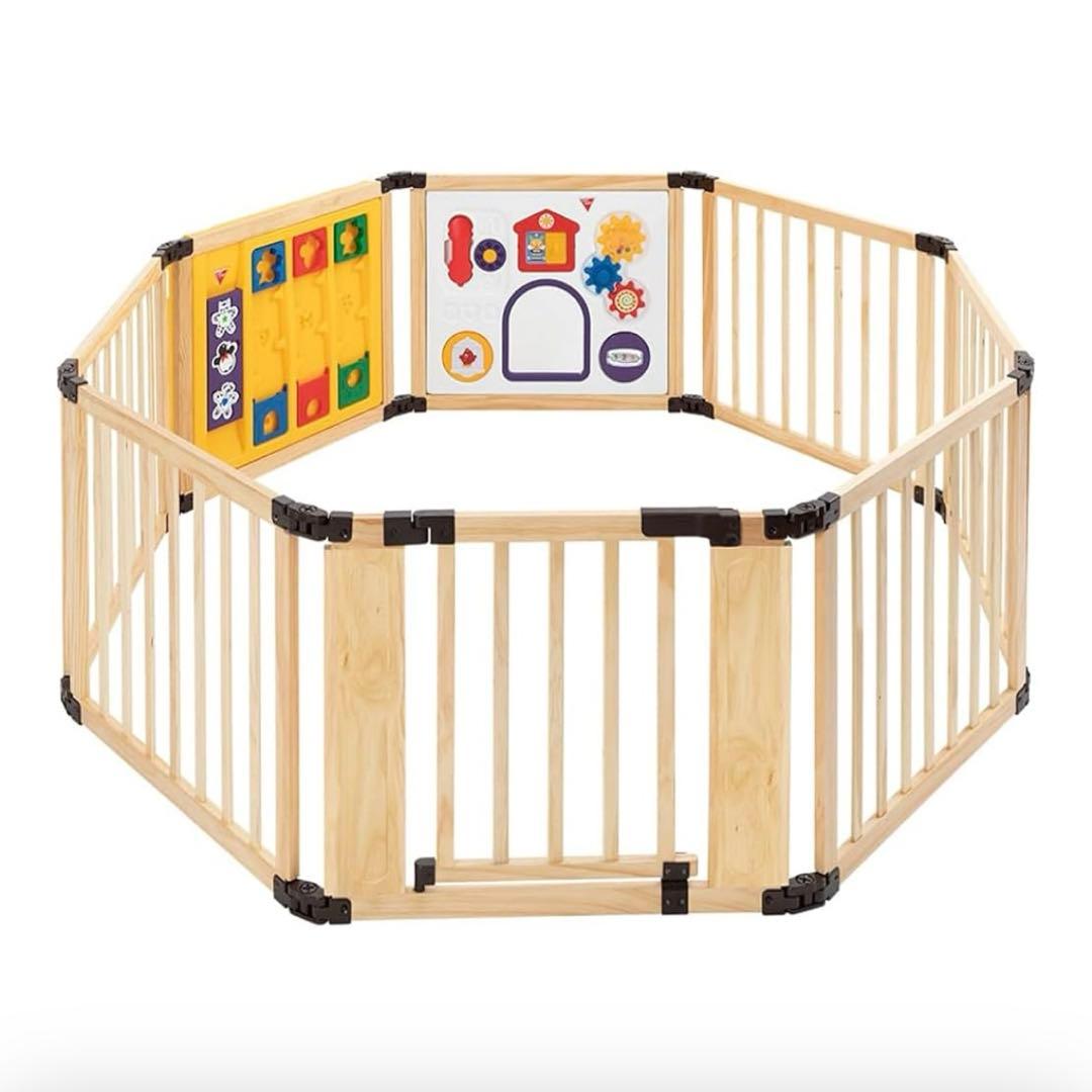 日本育児 木のミュージカルキッズランドDX 木製の折りたためるベビーサークル