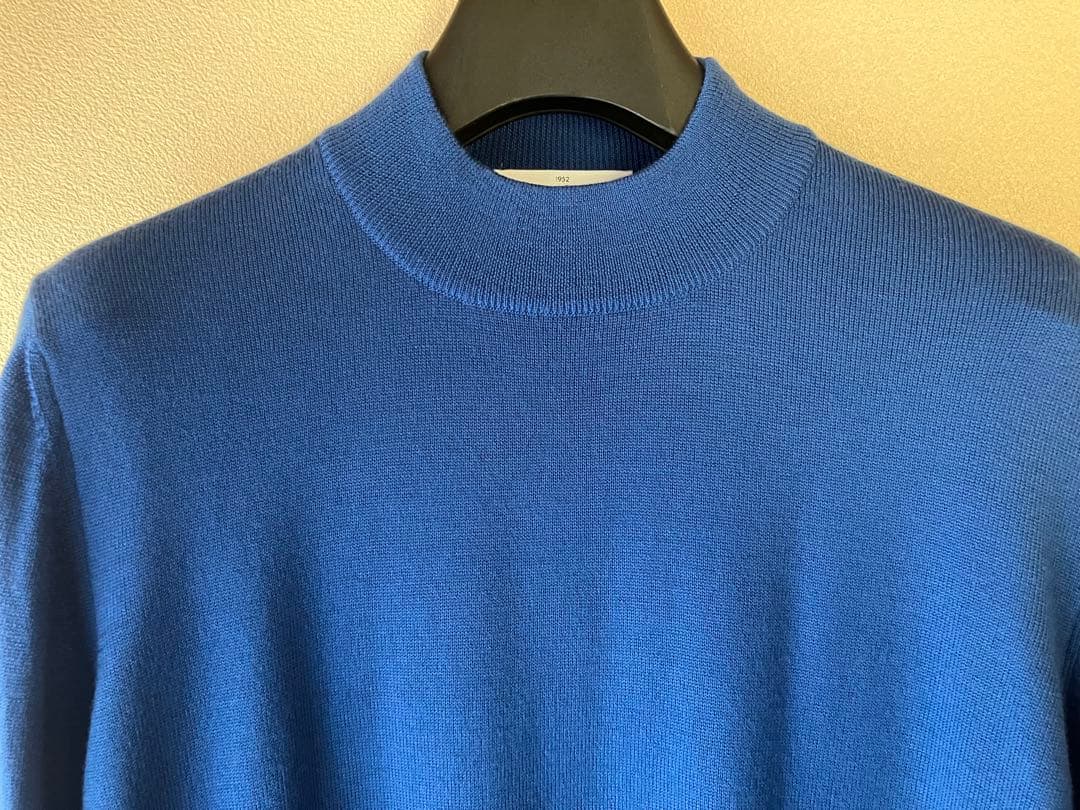GRAN SASSO 12Gウールソリッドモックネックニット ブルー 48