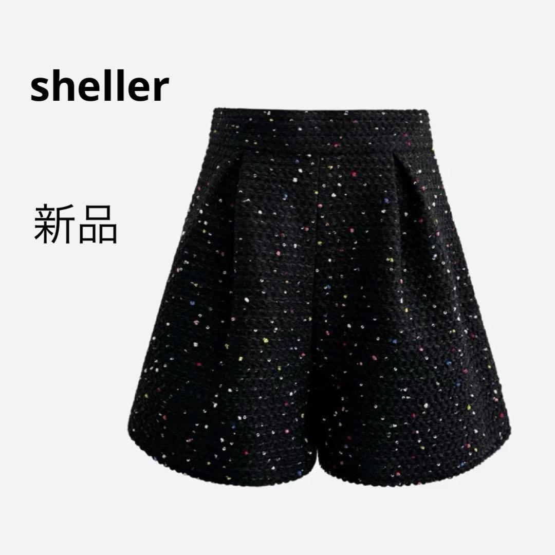 新品　sheller Dot tweed zip short pants M