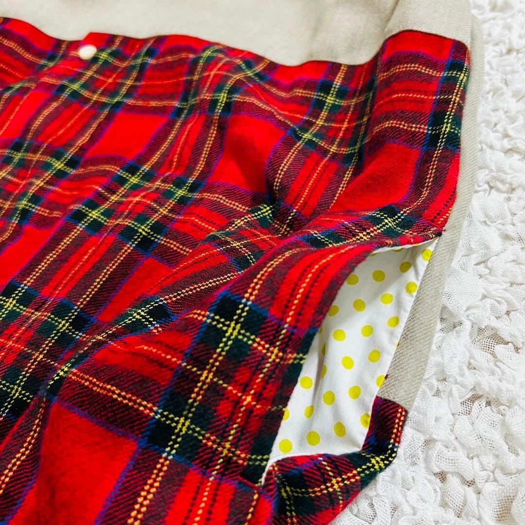 快晴堂　カイセイドウ　タータンチェック切替ワンピース　日本製