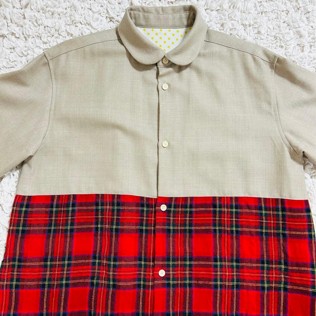 快晴堂　カイセイドウ　タータンチェック切替ワンピース　日本製