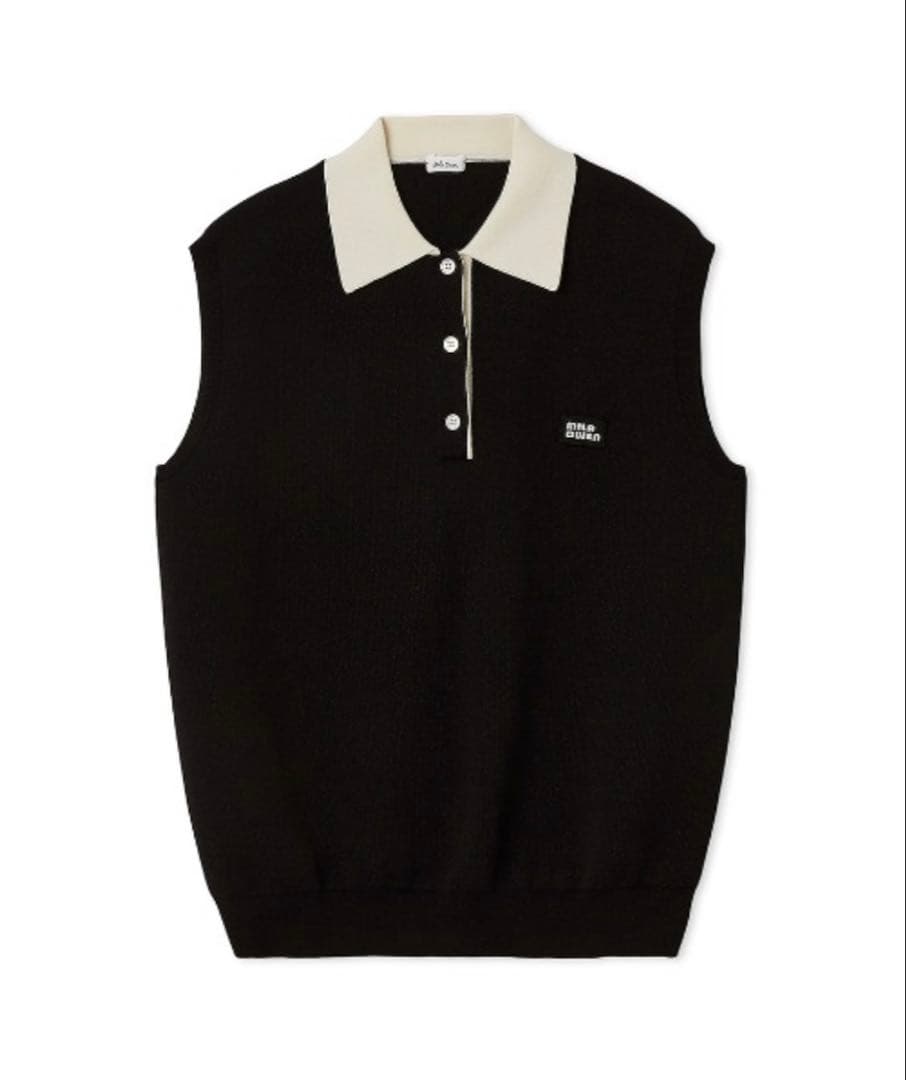 スリーブレスドライタッチポロニット