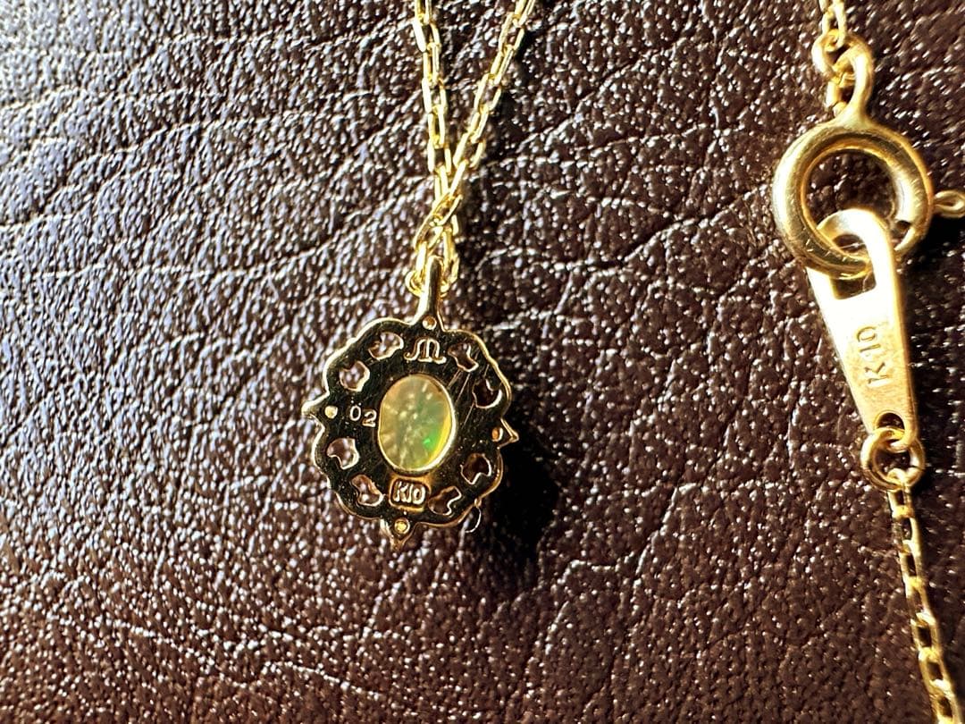 K10 オパール × ダイヤ ネックレス