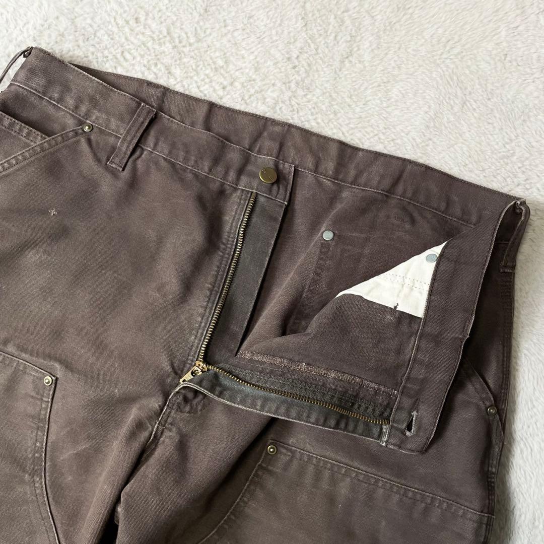 神フェード★カーハート ダブルニーダックパンツ 茶 38×34 デカ履きに抜群