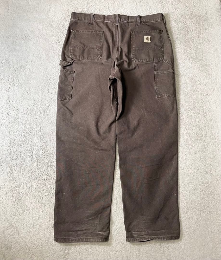 神フェード★カーハート ダブルニーダックパンツ 茶 38×34 デカ履きに抜群