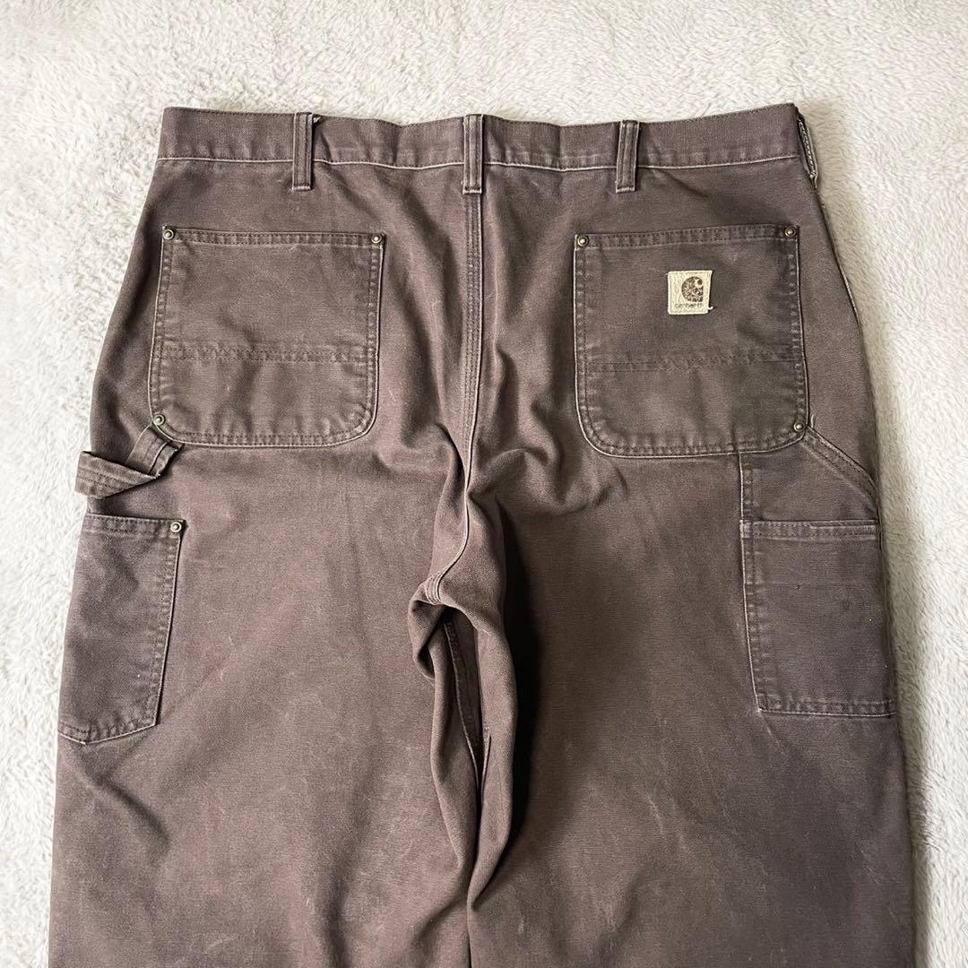 神フェード★カーハート ダブルニーダックパンツ 茶 38×34 デカ履きに抜群