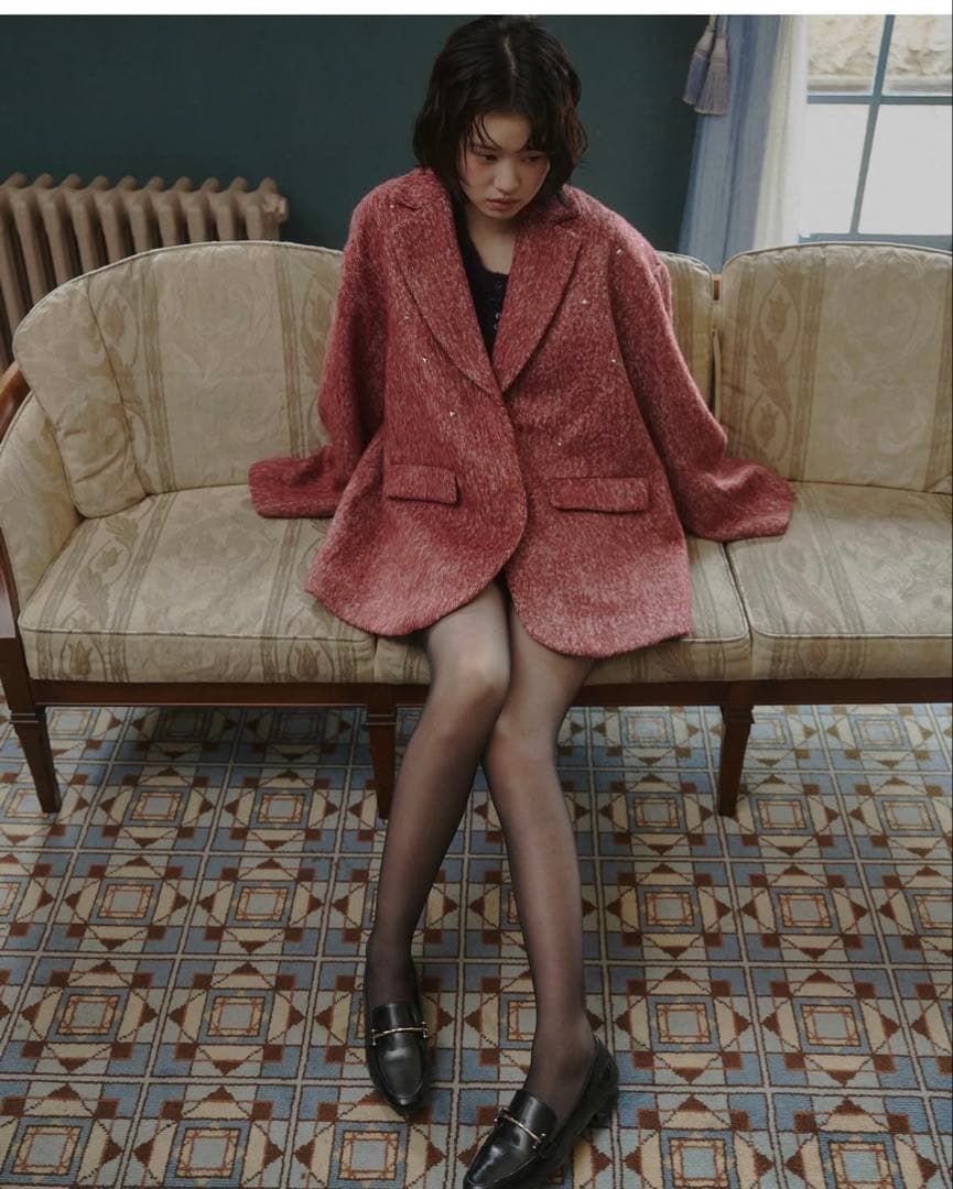 ジャケット・アウター Andequal shaggy studs coat jacket