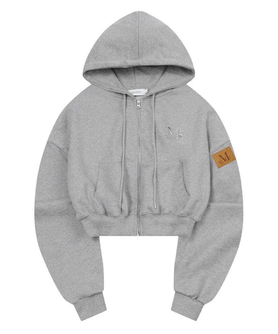 mucent グレー クロップドパーカー