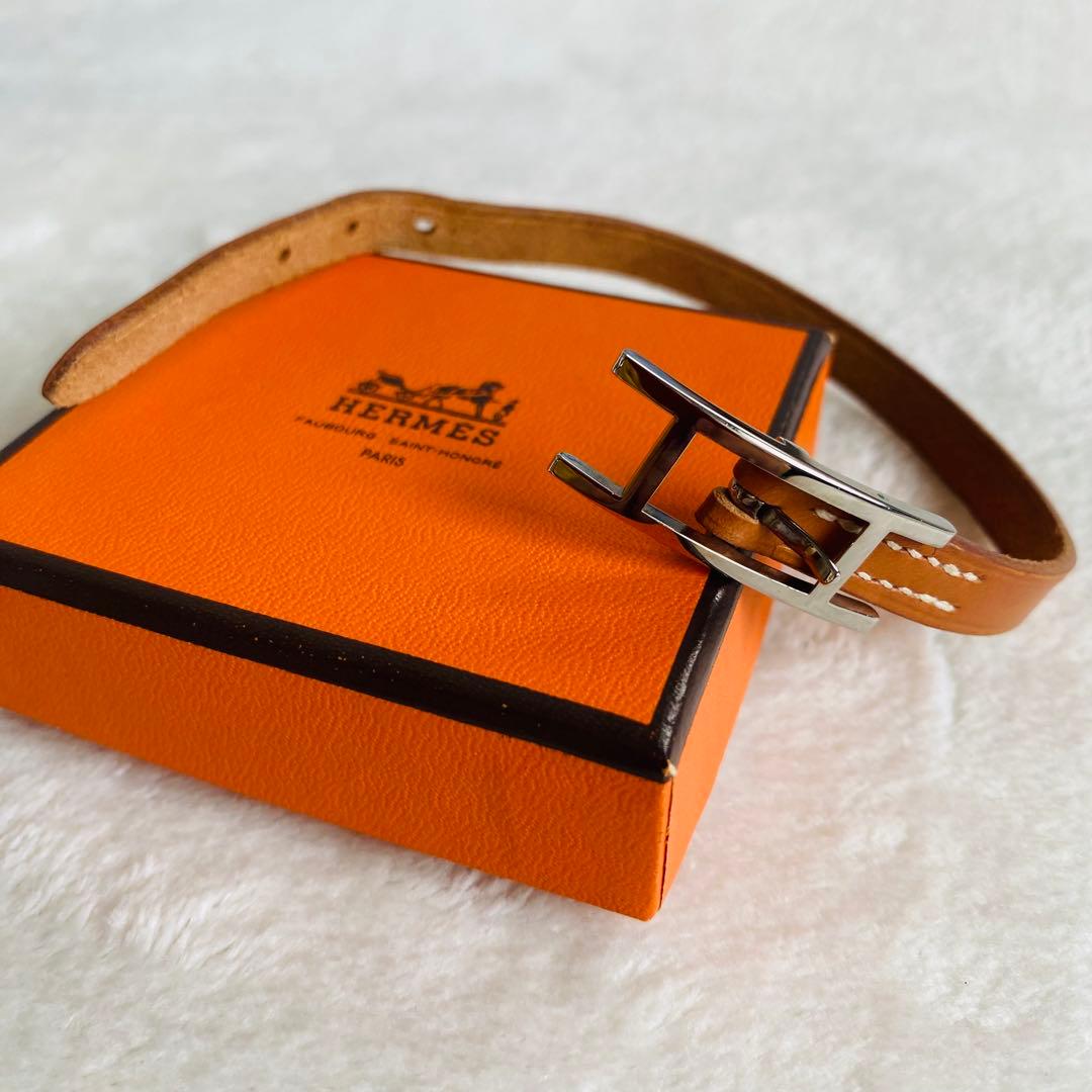 エルメス HERMES レザーブレスレット Hモチーフ アピ 美品 箱付