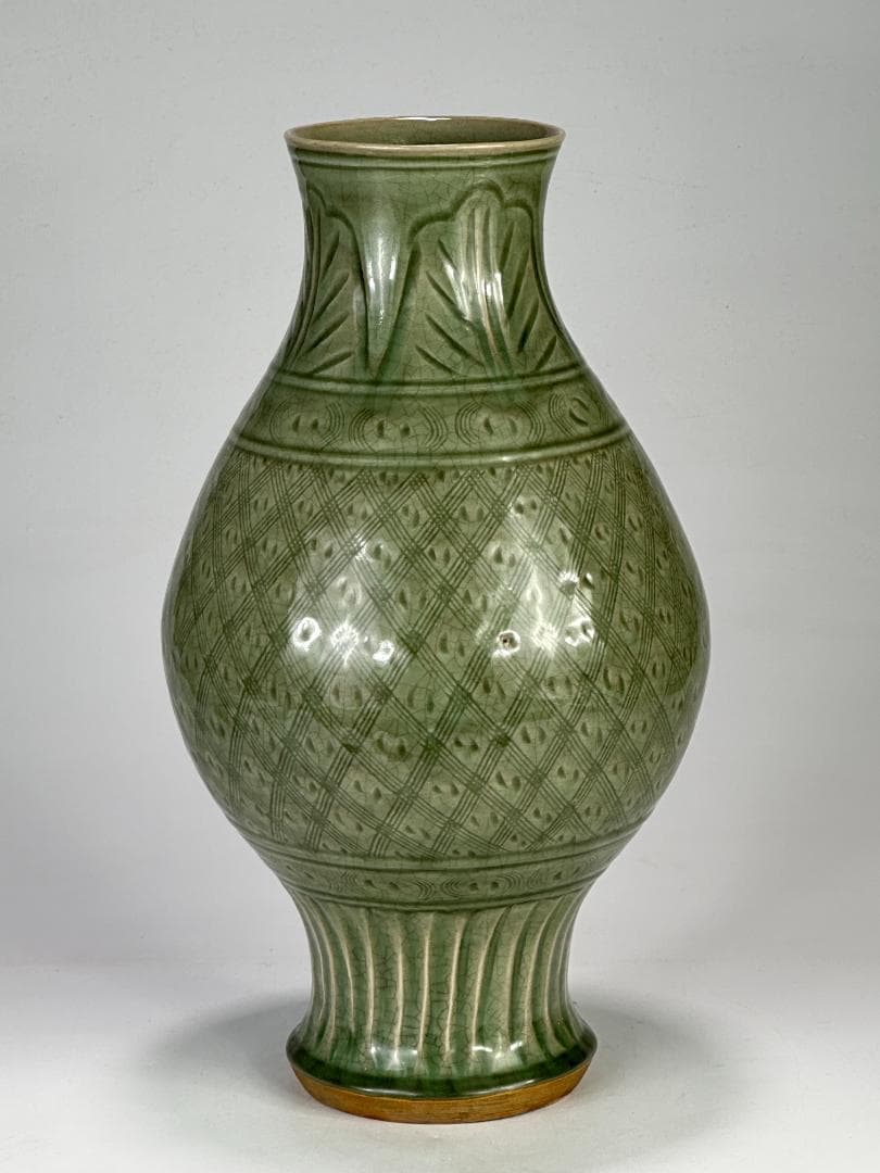 中国美術　龍泉窯　天龍寺　青磁　七官　花瓶　花器　時代　古物　唐物　明時代？