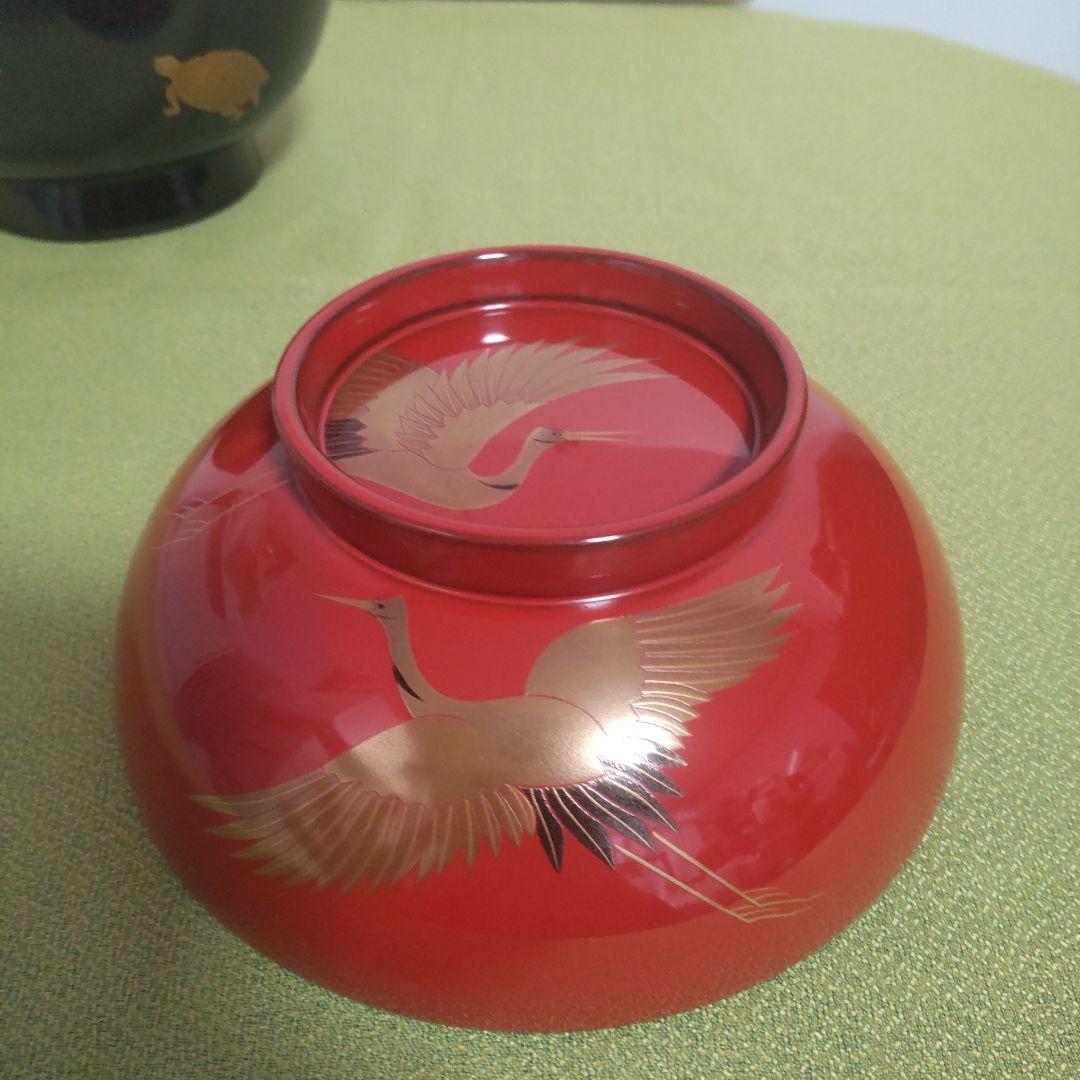 輪島塗 椀 五島屋謹製 うるし 天然木 煮物椀 椀 伝統工芸品 木箱付 鶴 亀