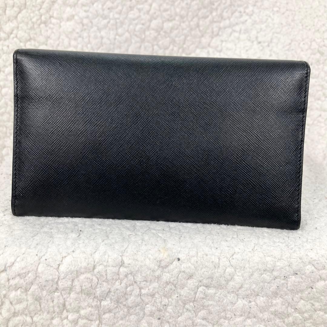 極美品✨プラダ 長財布 サフィアーノ 三角ロゴ プレート フラップ ブラック 黒