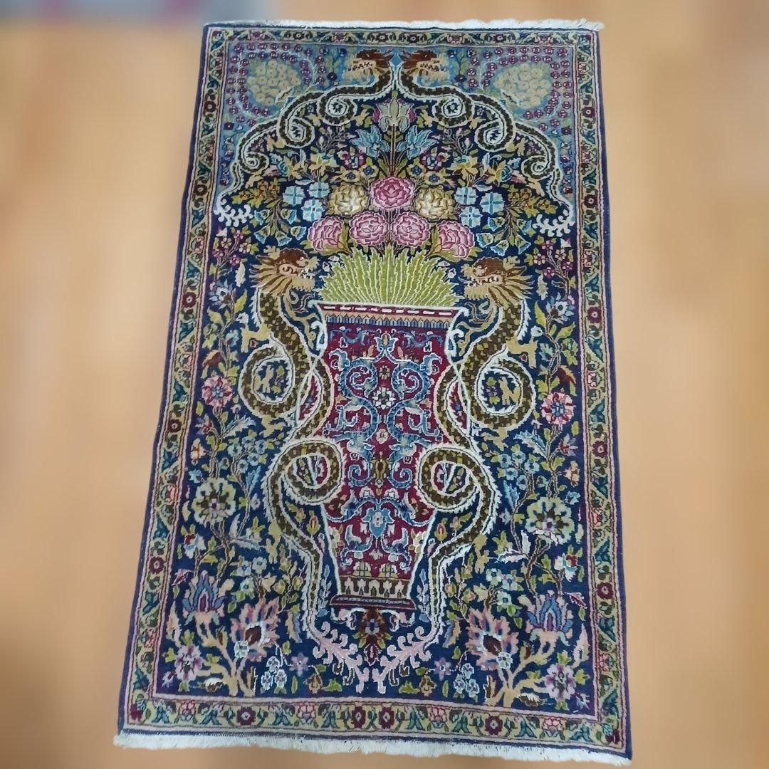 ヒ*ロ様 ヴィンテージ ぺルシャジュータン 花柄ドラゴンデザインラグ