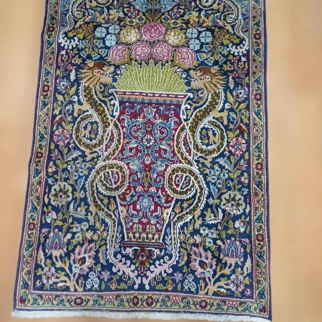 ヒ*ロ様 ヴィンテージ ぺルシャジュータン 花柄ドラゴンデザインラグ