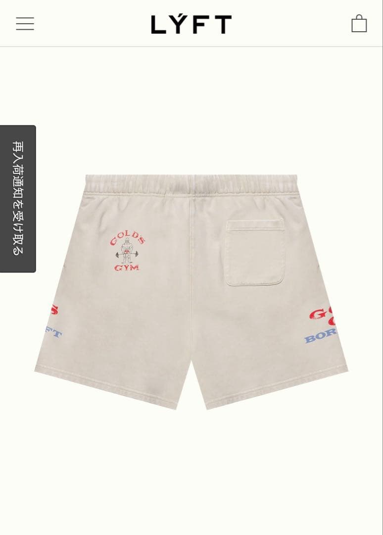 【即完品】LÝFT × GOLD GYM SHORTS アイボリーＭ