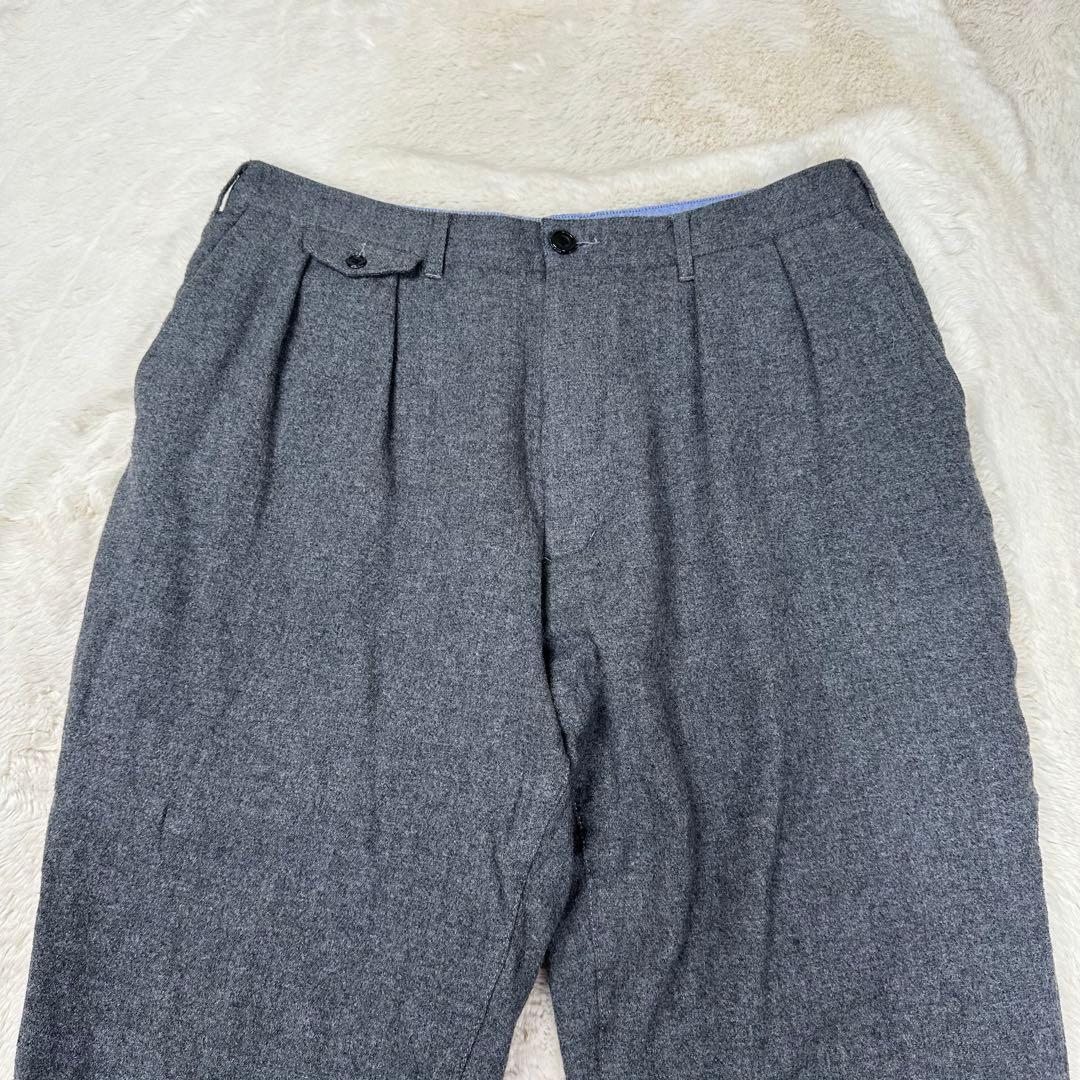 ✨美品✨ビームスプラス 2プリーツ テーパード フランネル パンツ グレー XL