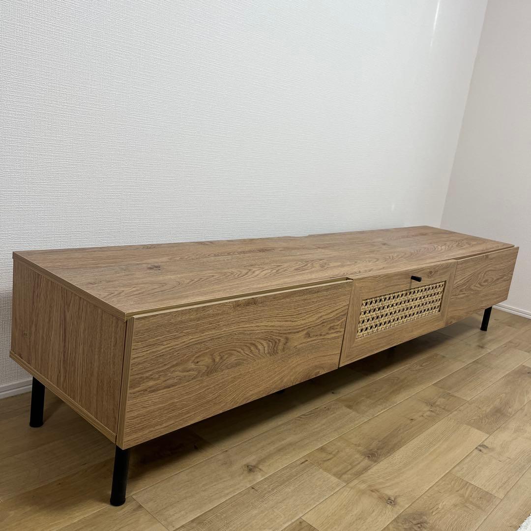 （送料込み）完成品、LOWYA ラタンテレビ台 ナチュラルブラック180