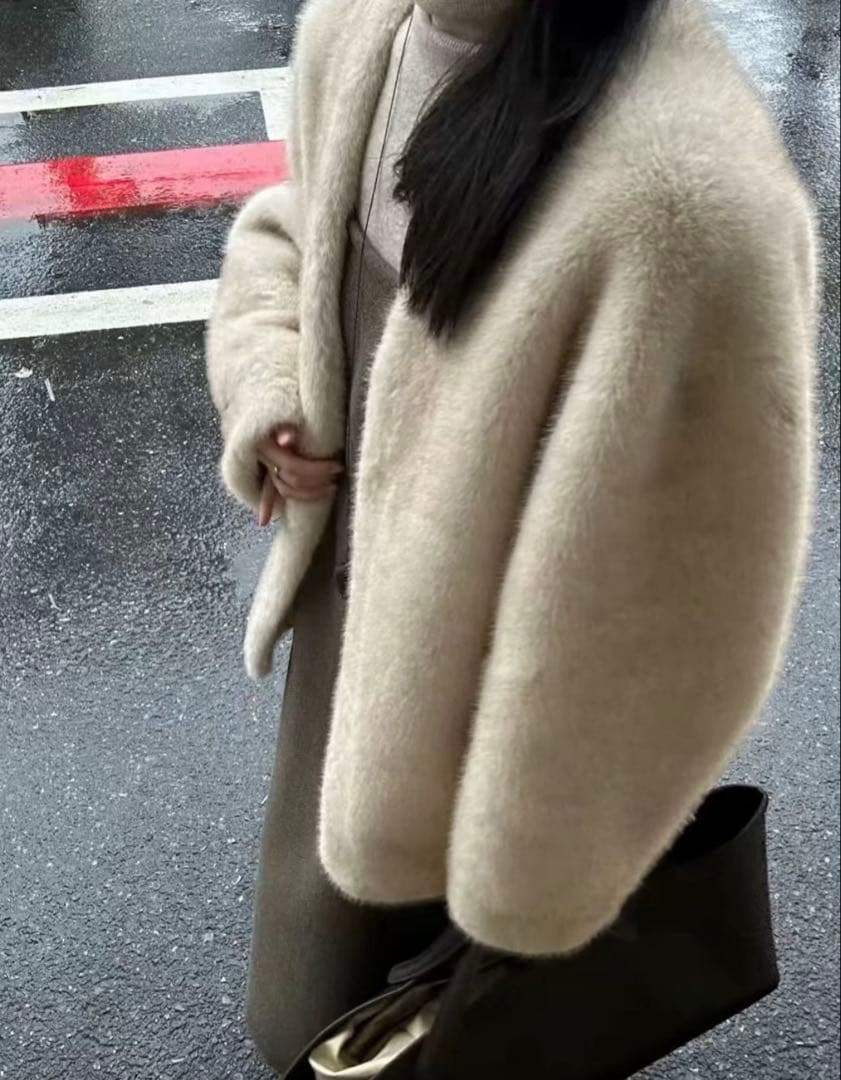 新品未使用　セブンフェアリー　ファーコート コーヒー