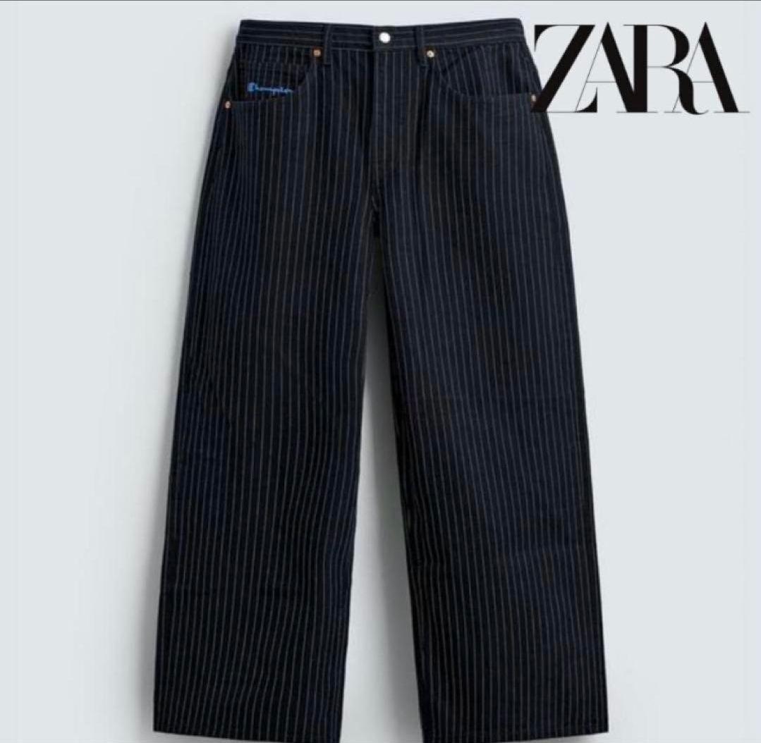 CHAMPION X ZARA ストライプ バギーフィットジーンズ 44サイズ