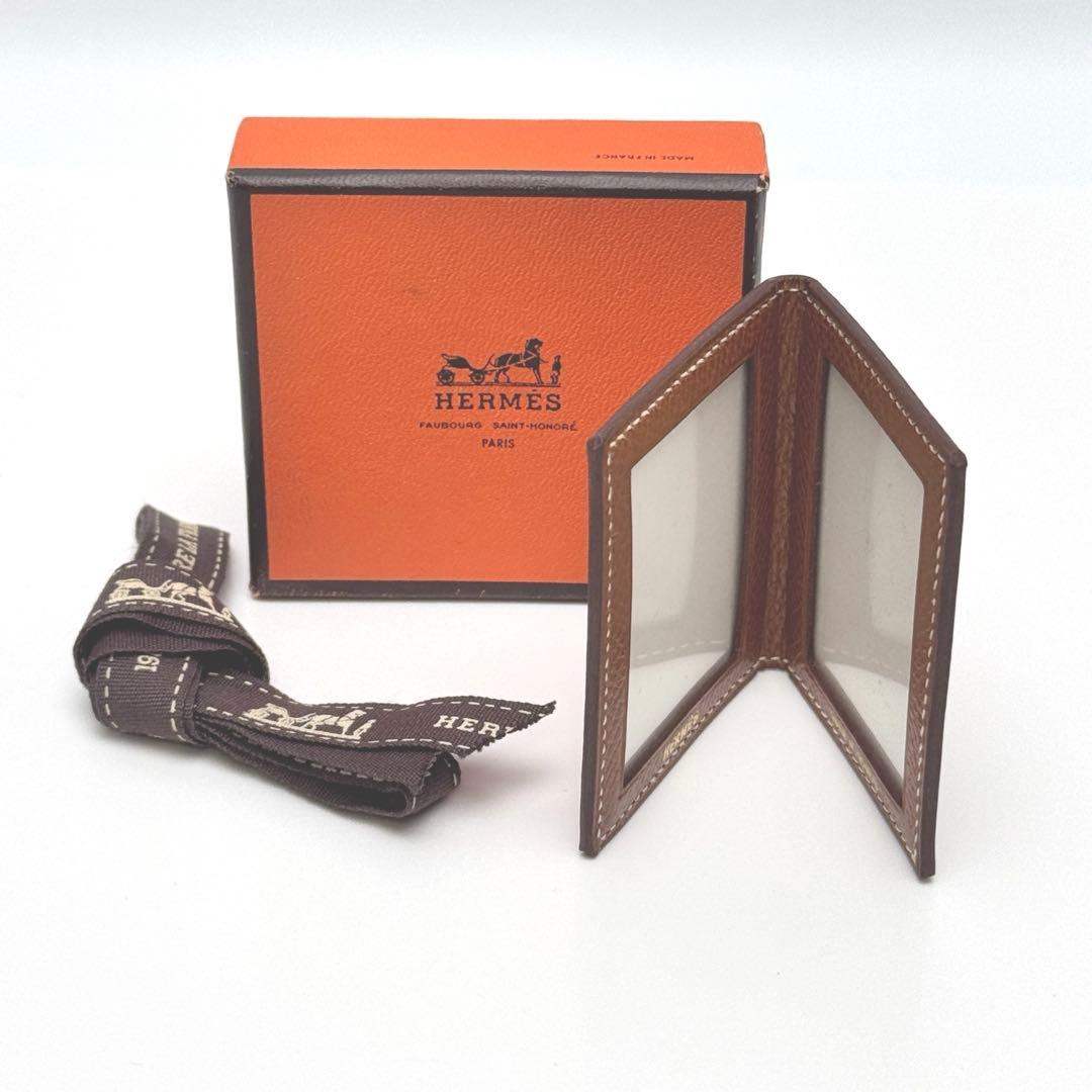 未使用保管品　茶　HERMES ミニフォトケース　キャメル　エルメス　写真入れ