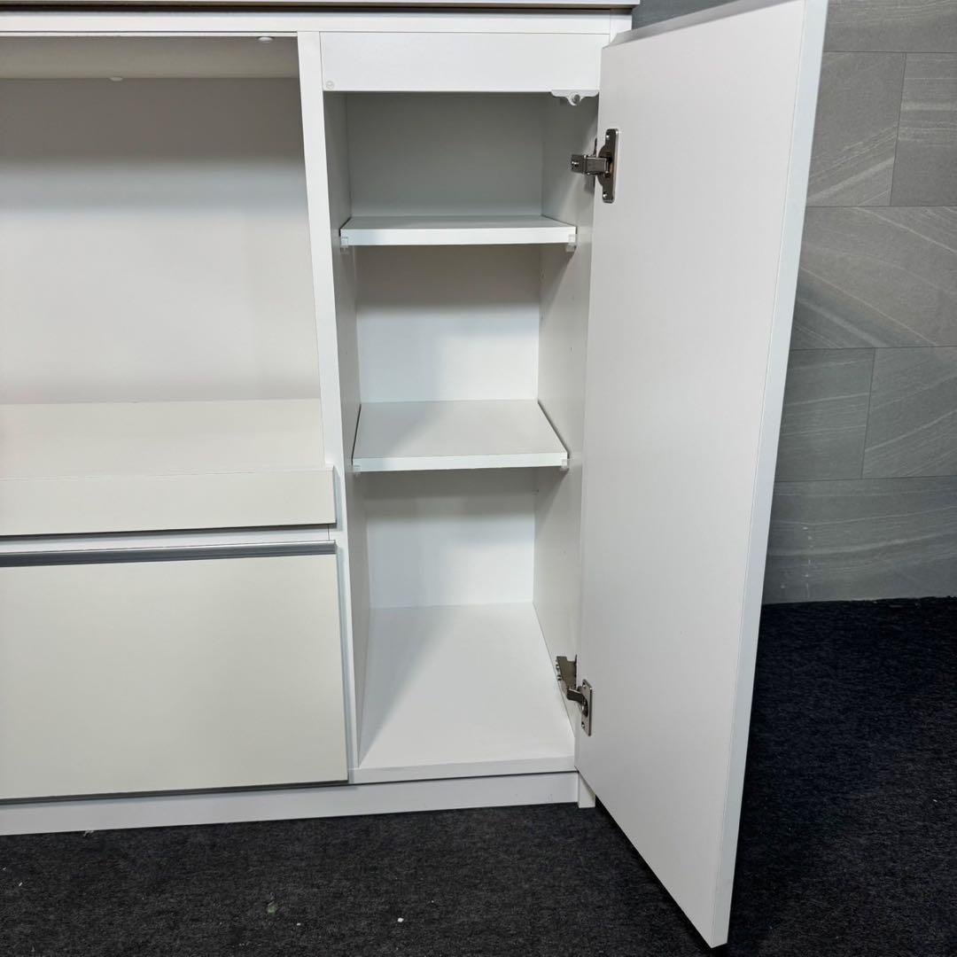 大川家具 キッチンボード ナポリ 食器棚 おしゃれ 90cmクラス d4081