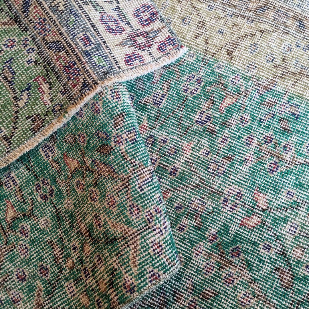 81×169 エメラルドブルー　トルコヴィンテージラグ