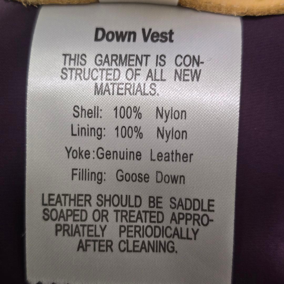 ロッキーマウンテンフェザーベッド ウエアハウス ダウンベスト 馬革 38