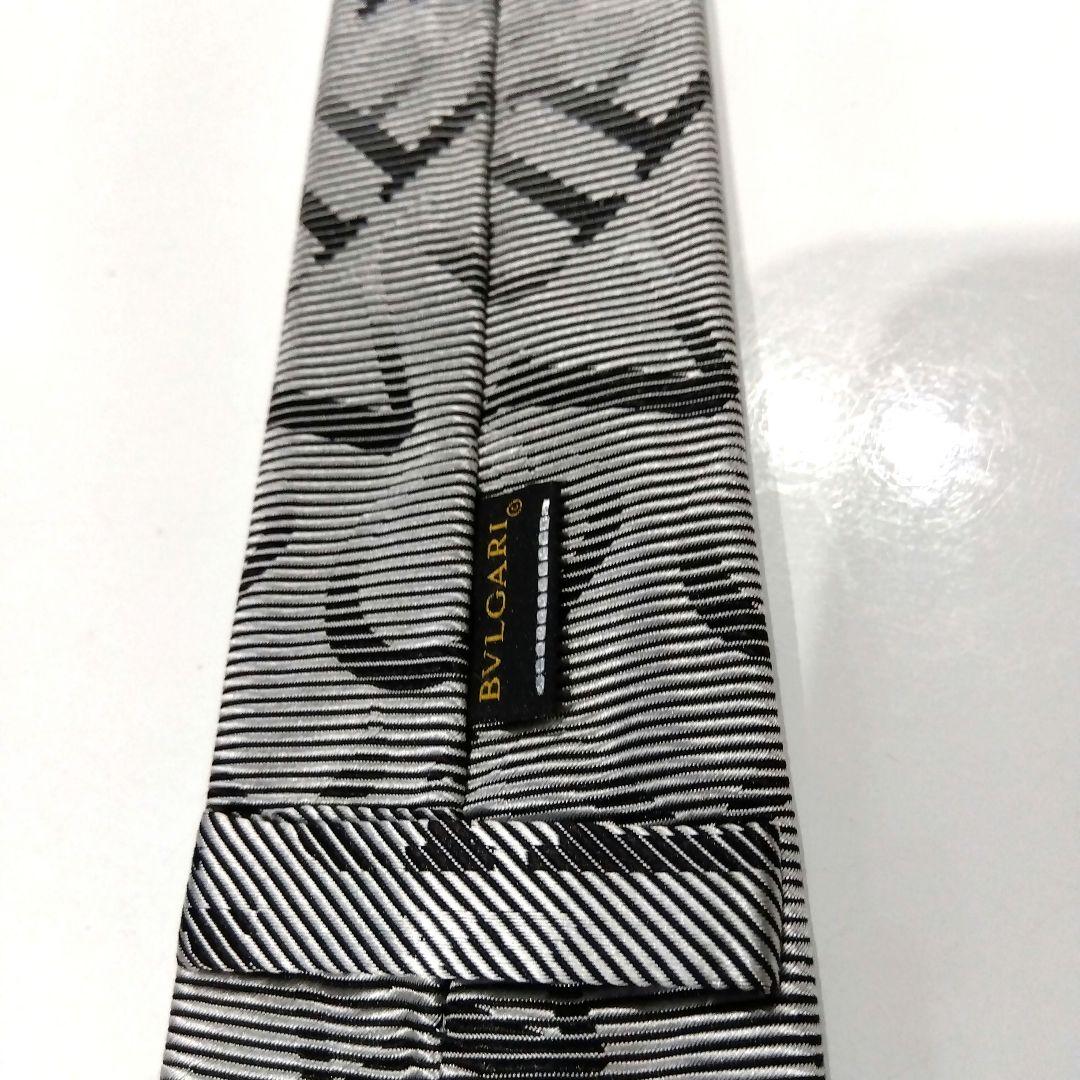 BVLGARI シルク ネクタイ グレー/ブラック