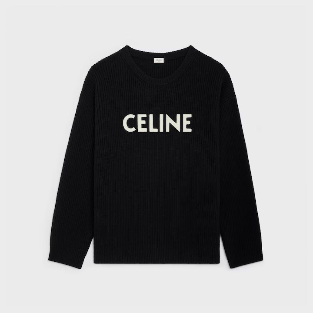 CELINE ブラック ロゴ セーター　M