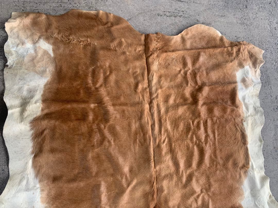 特大! ビンテージ 本革 カウラグ レザー ラグ