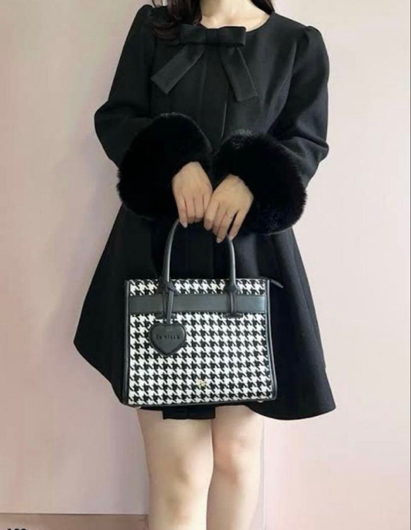 AnMille リボンノーカラーフレアコート Sサイズ BK