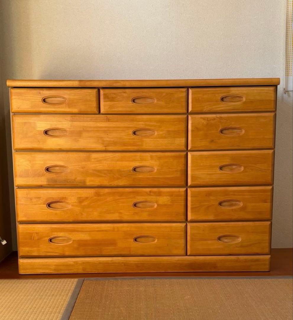 ナチュラルウッド 木製チェスト　引き出し多数【120✖️40✖️88】 たのメル便