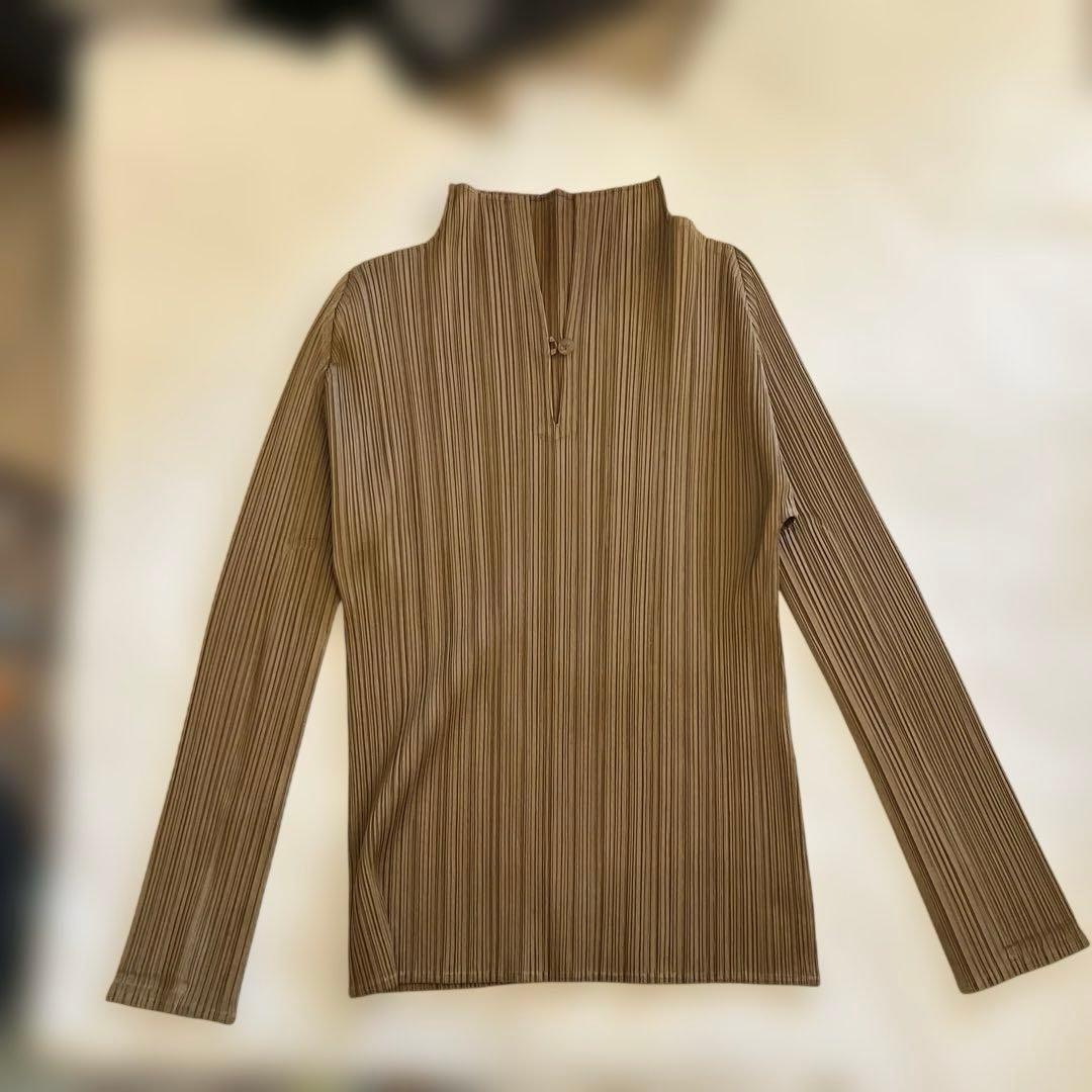 ミヤケイッセイ　PLEATS PLEASE カットソー　濃い黄土色